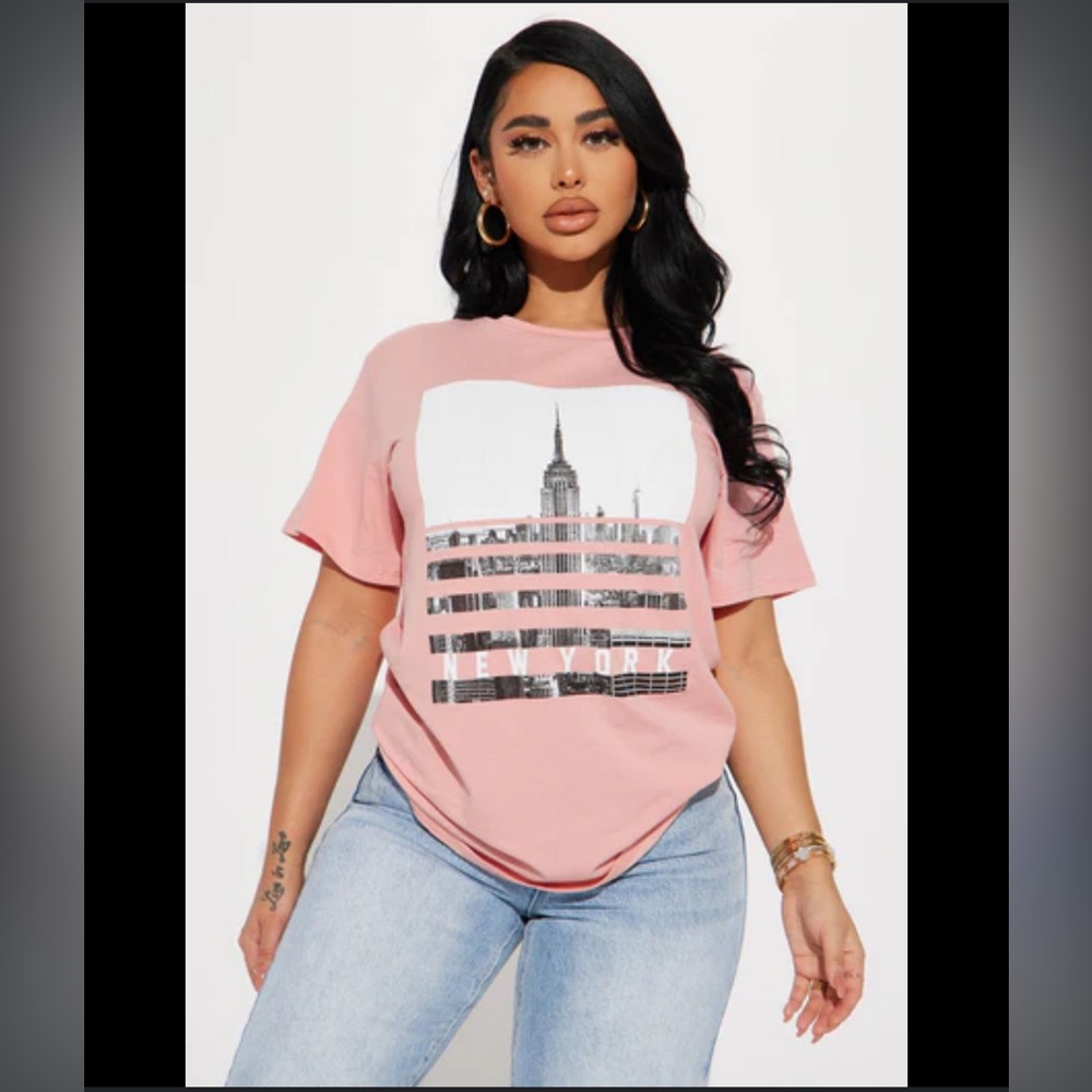 *NWT* FASHIONNOVA- women’s “The Big City” Short Sleeve Top - Mauve, size Lg. - Picture 4 of 12